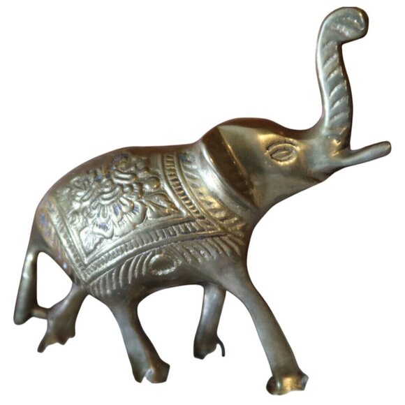 Solid Brass Hand Crafted Elephant Collectible Small Statue Figure Vintage - Picture 1 of 8
